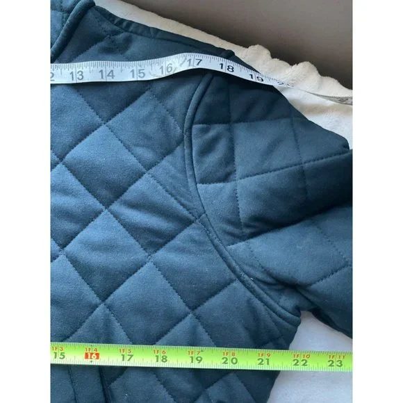 Ralph Lauren Women's Sz.Large Quilted Navy Parka Jacket hooded Mid length - Picture 3 of 11